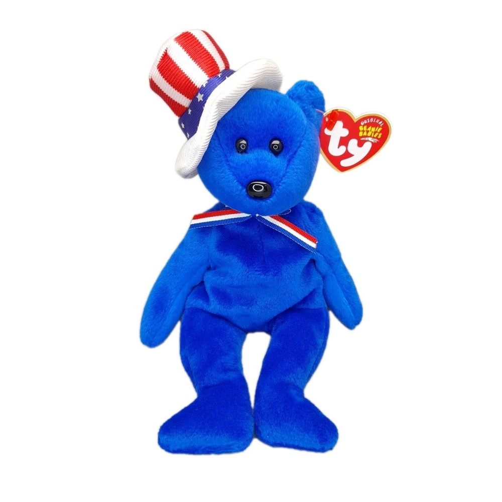 Ty Beanie Baby SAM Bear Blue Plush 9" MWMTs Stuffed Animal Toy Retired